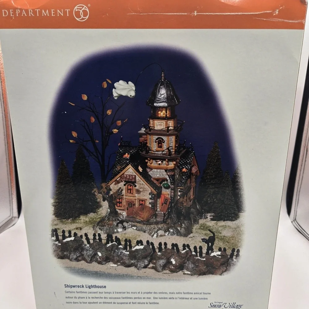 Dept 56 Halloween Village Shipwreck Lighthouse Electronic Lights Works 55088 NOS